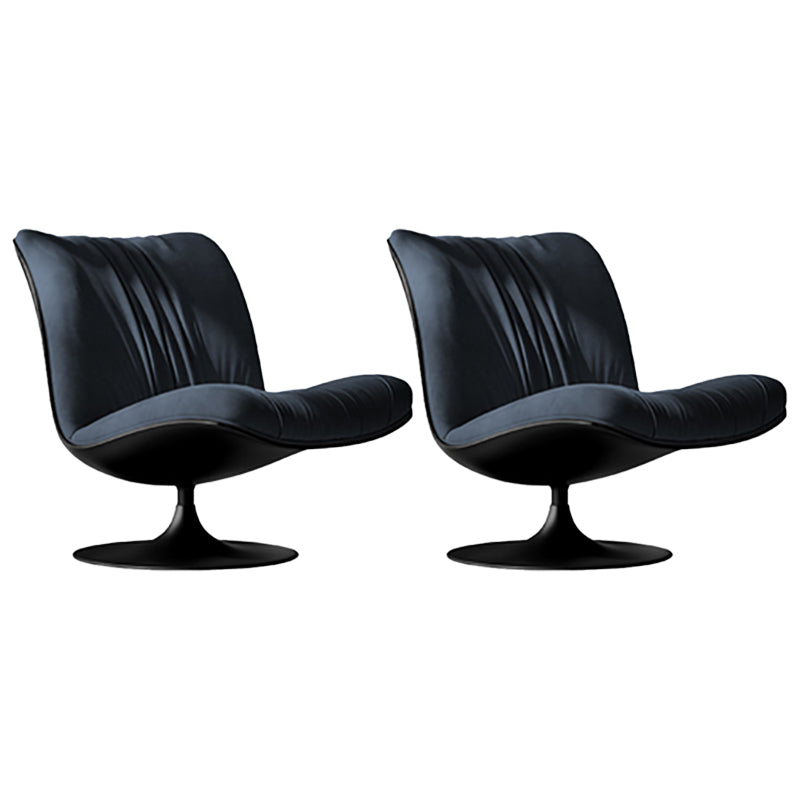 Swivel Parsons Chair with Round Metal Base and Fixed Back for Living Room