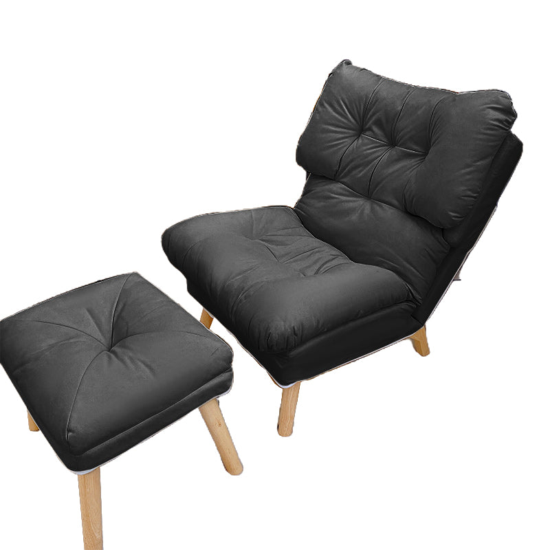 Scandinavian Standard Recliner Wooden Solid Color Indoor with Footrest
