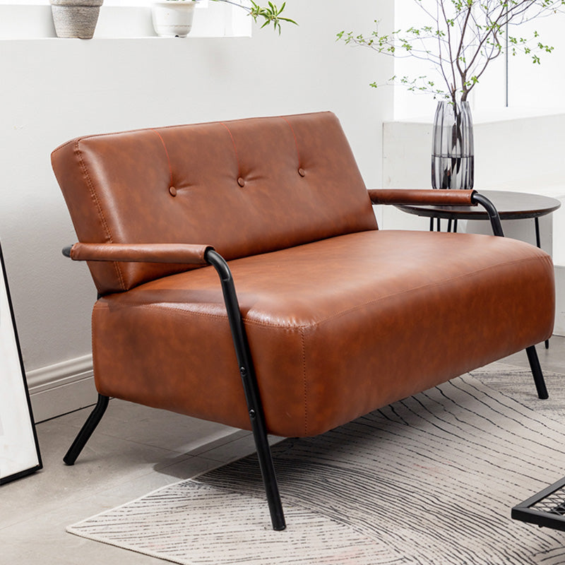 25.59" Wide Faux Leather Sofa 3 Seater Tufted Back Sofa for Living Room