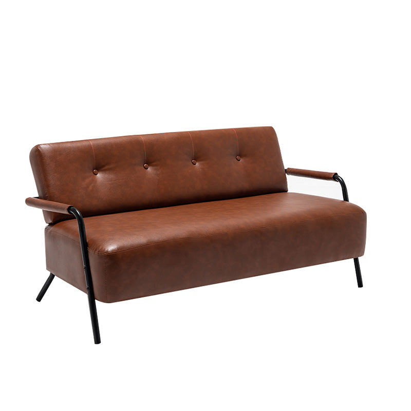 25.59" Wide Faux Leather Sofa 3 Seater Tufted Back Sofa for Living Room