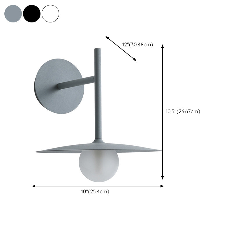 Modern Single Wall Mounted Sconce Metal Wall Light in White/Black/Grey