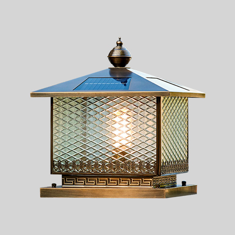 Modern LED Pillar Lamp Simple Solar Lighting Fixture with Glass Shade for Garden