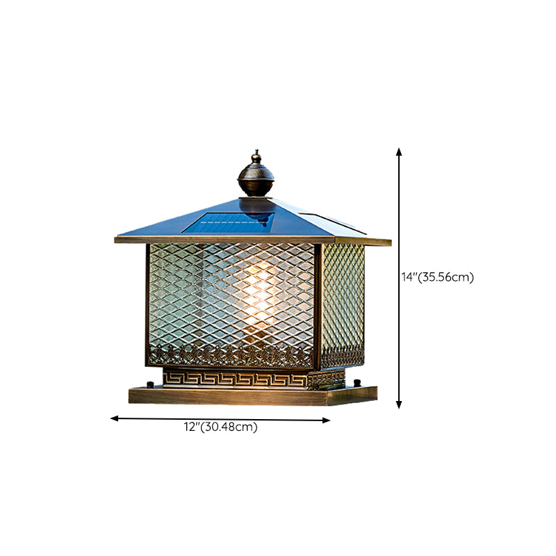 Modern LED Pillar Lamp Simple Solar Lighting Fixture with Glass Shade for Garden
