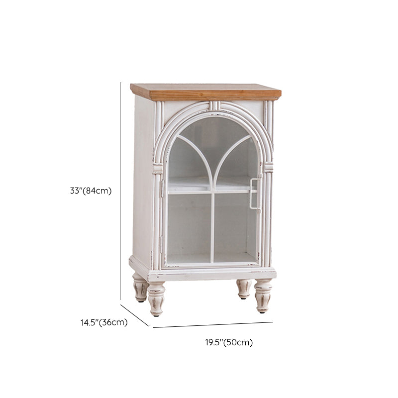 Traditional Glass Doors Display Stand Pine Wood Storage Cabinet for Dining Room