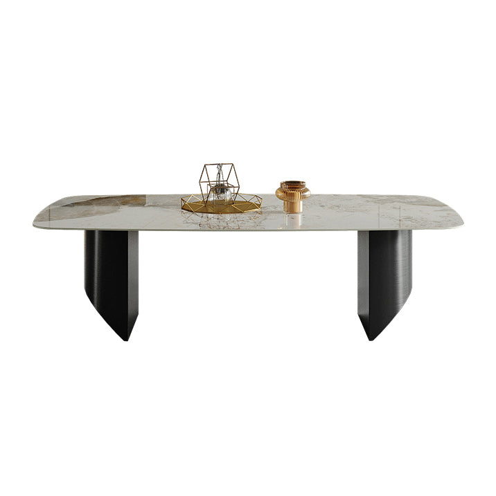 16.53" Tall Slate Top Coffee Table Stainless Steel Base Cocktail Table