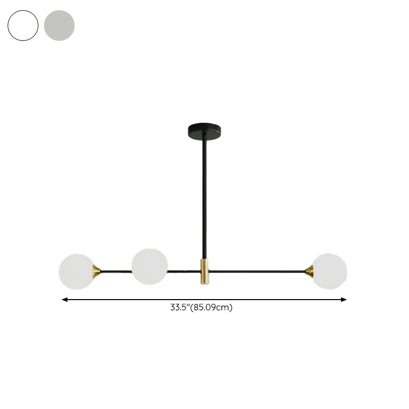 Linear Ceiling Pendant Light Minimalist Glass Hanging Lamp in Black