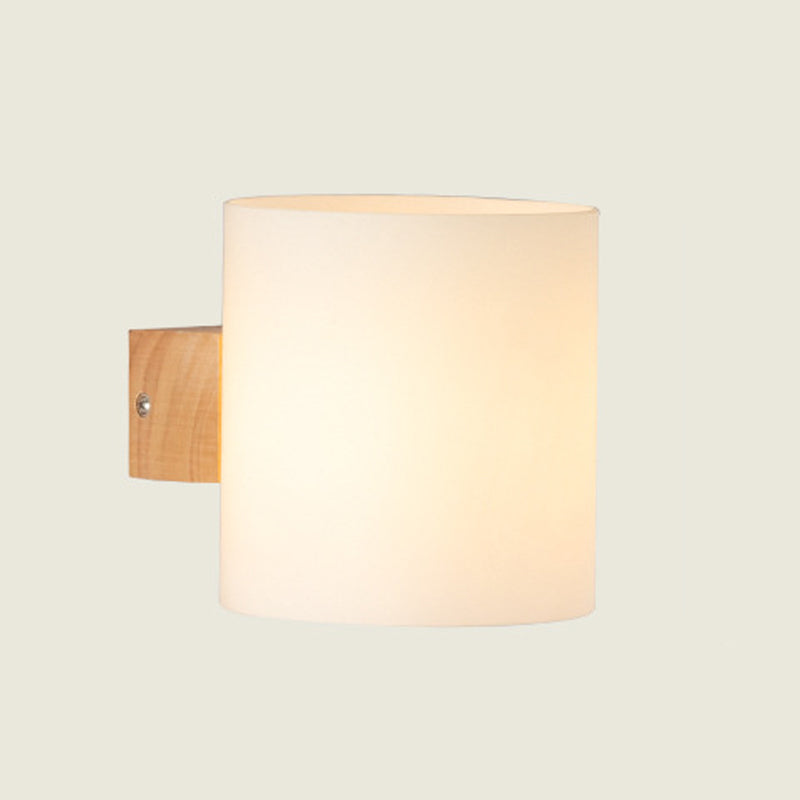 Wood Bath Vanity Lighting Modern White Shade Wall Light Sconces