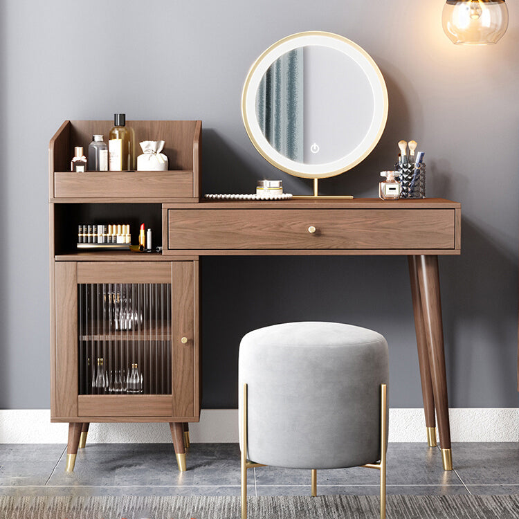 Contemporary Solid Wood Table Makeup Vanity with Drawers for Bedroom