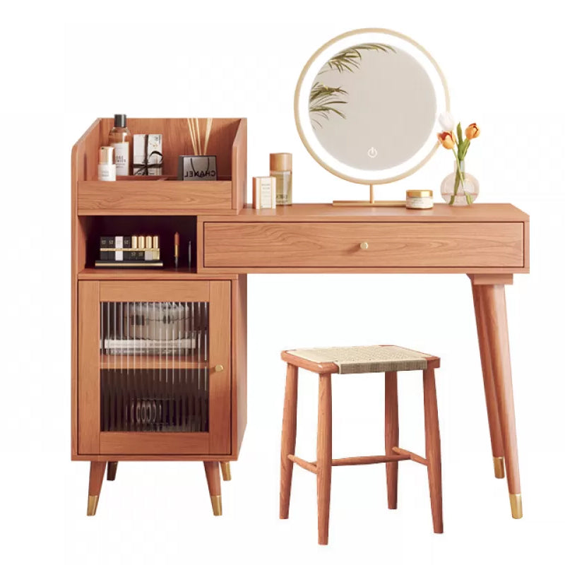 Contemporary Solid Wood Table Makeup Vanity with Drawers for Bedroom