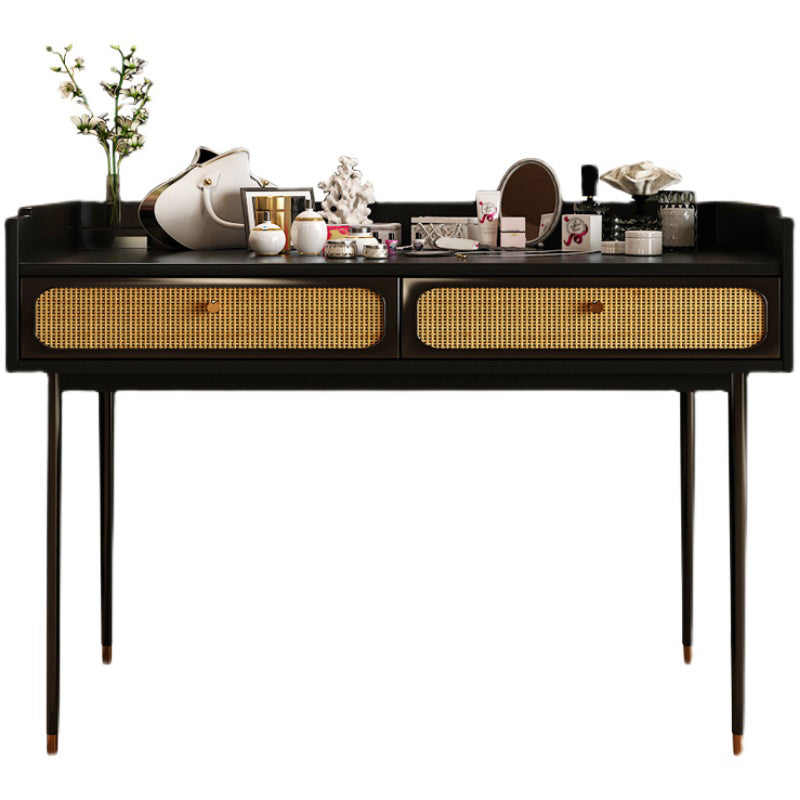 Mid-Century Modern Make-up Vanity with Drawers in Brown Solid Wood