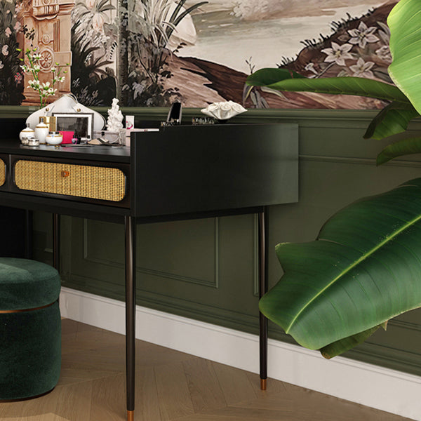 Mid-Century Modern Make-up Vanity with Drawers in Brown Solid Wood