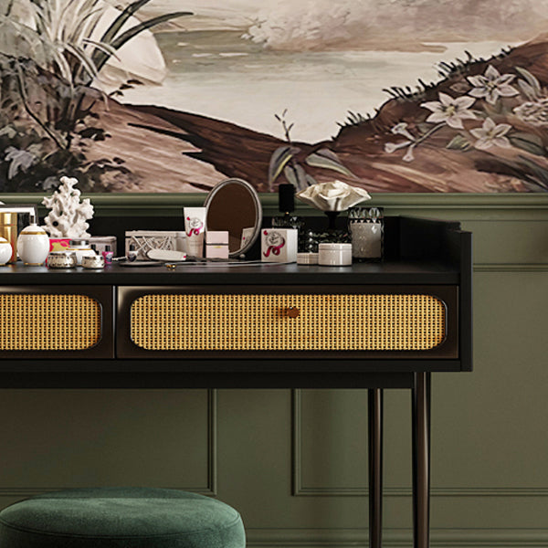 Mid-Century Modern Make-up Vanity with Drawers in Brown Solid Wood