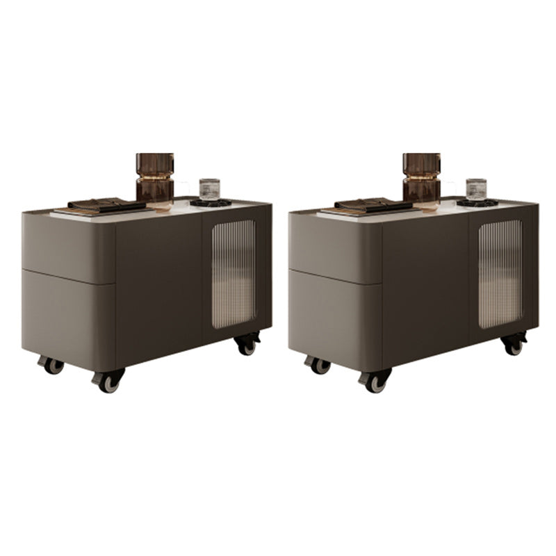 4 Legs End Table Set No Distressing Rectangular Side Table with 2 Drawers