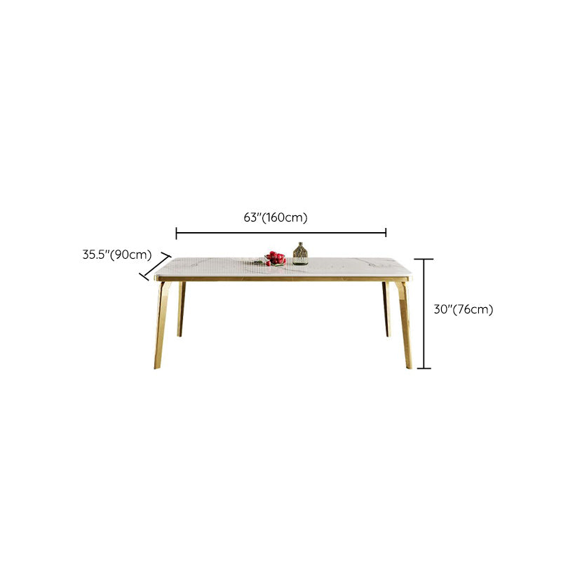4 Legs Dining Table Luxury Rectangle Marble Home Dinette Table