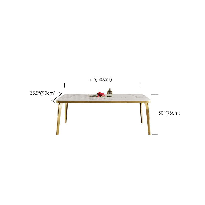 4 Legs Dining Table Luxury Rectangle Marble Home Dinette Table