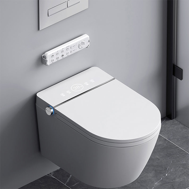 Contemporary Wall Mounted Bidet Elongated Foot Sensor Ceramic White