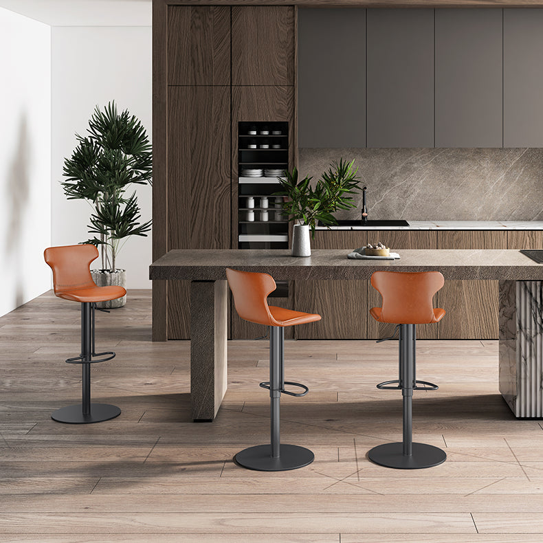 Faux Leather Bar Stools Swivel Adjustable Height Bar Stool with Footrest