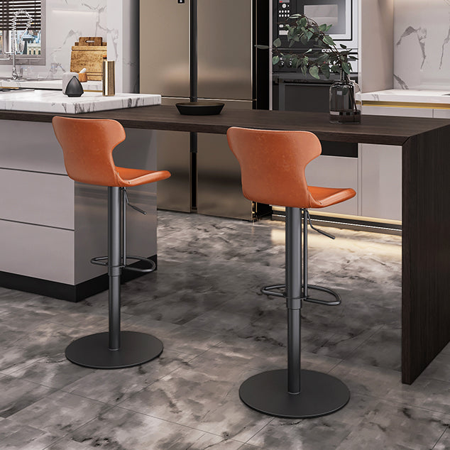 Faux Leather Bar Stools Swivel Adjustable Height Bar Stool with Footrest