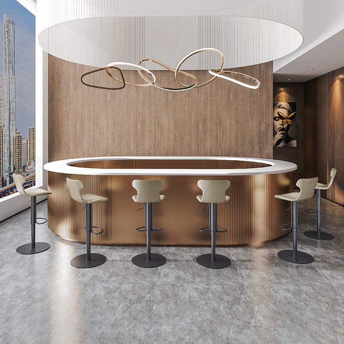 Faux Leather Bar Stools Swivel Adjustable Height Bar Stool with Footrest