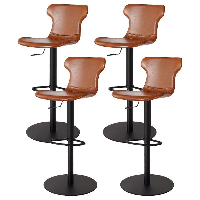 Faux Leather Bar Stools Swivel Adjustable Height Bar Stool with Footrest