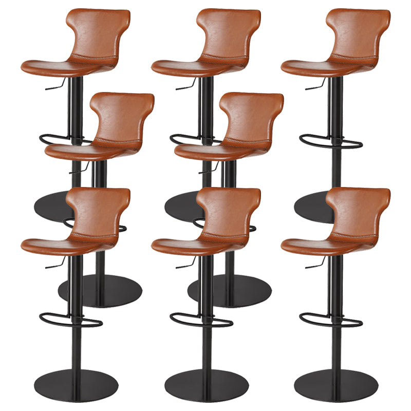 Faux Leather Bar Stools Swivel Adjustable Height Bar Stool with Footrest
