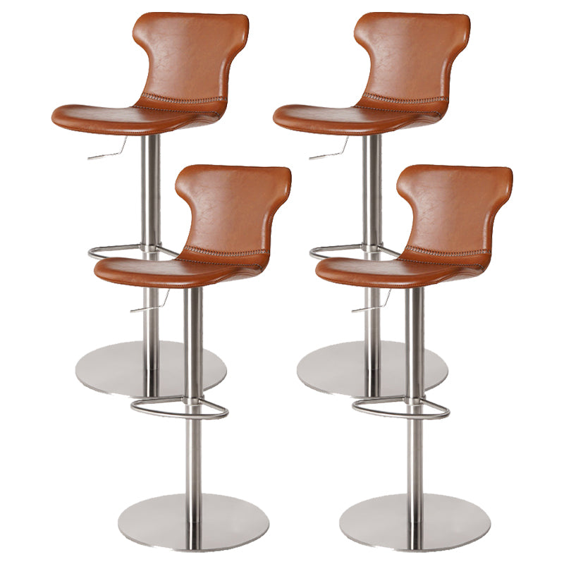 Faux Leather Bar Stools Swivel Adjustable Height Bar Stool with Footrest