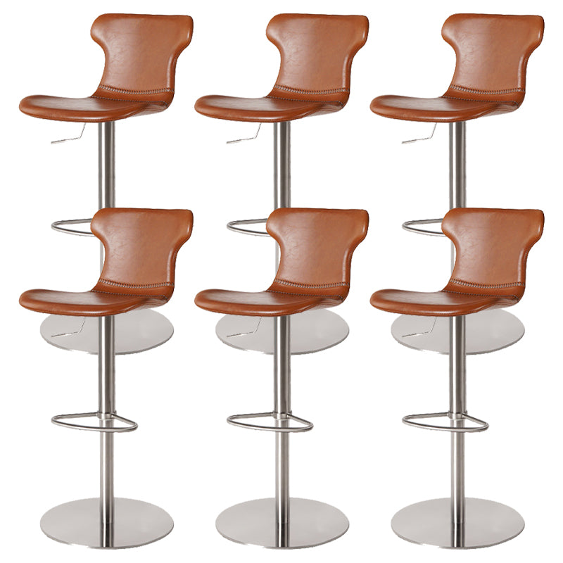 Faux Leather Bar Stools Swivel Adjustable Height Bar Stool with Footrest