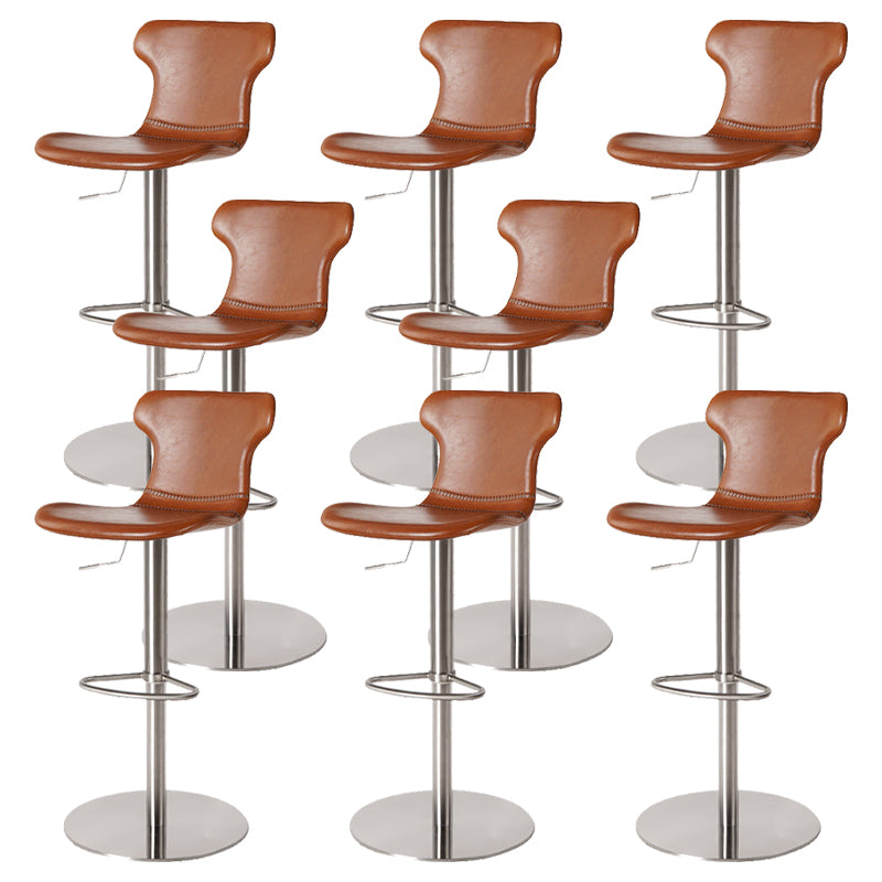 Faux Leather Bar Stools Swivel Adjustable Height Bar Stool with Footrest