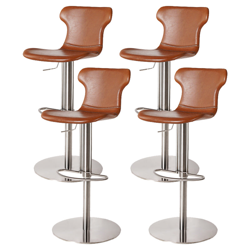 Faux Leather Bar Stools Swivel Adjustable Height Bar Stool with Footrest