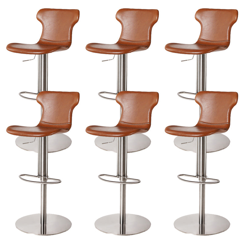 Faux Leather Bar Stools Swivel Adjustable Height Bar Stool with Footrest