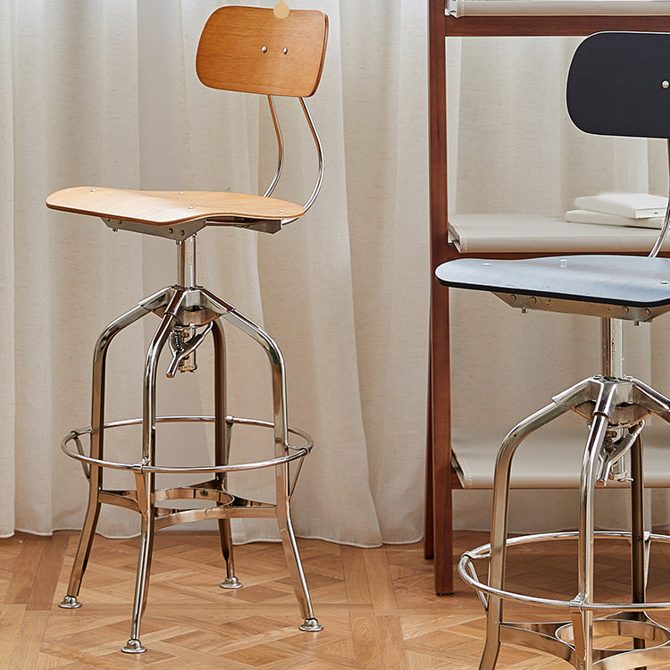 Industrial Metal Bar Stools Swivel Adjustable Height Bar Stool with Footrest