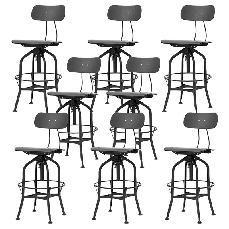 Industrial Metal Bar Stools Swivel Adjustable Height Bar Stool with Footrest