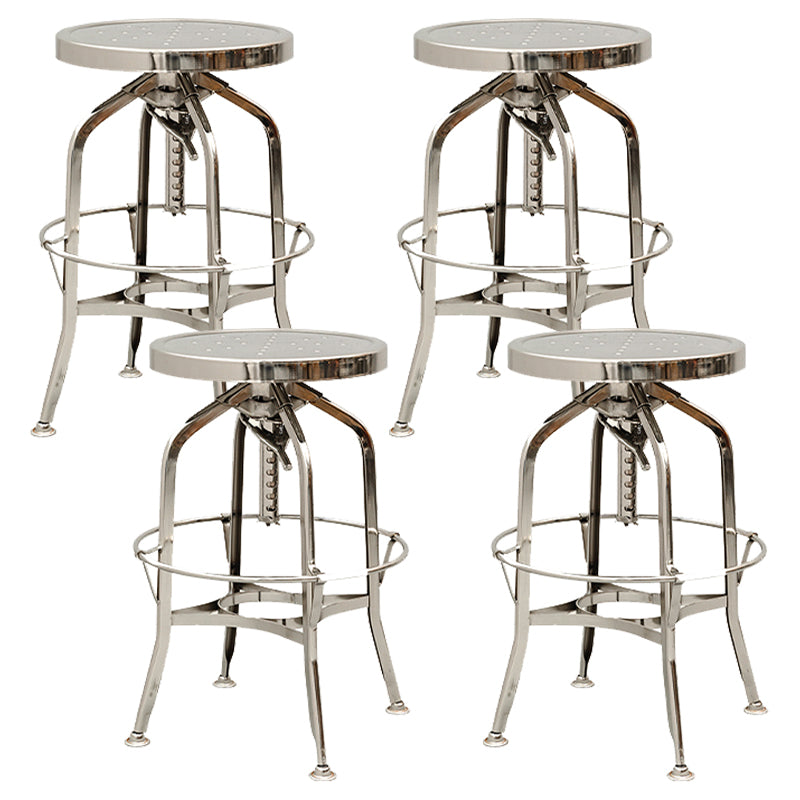 Industrial Metal Bar Stools Swivel Adjustable Height Bar Stool with Footrest