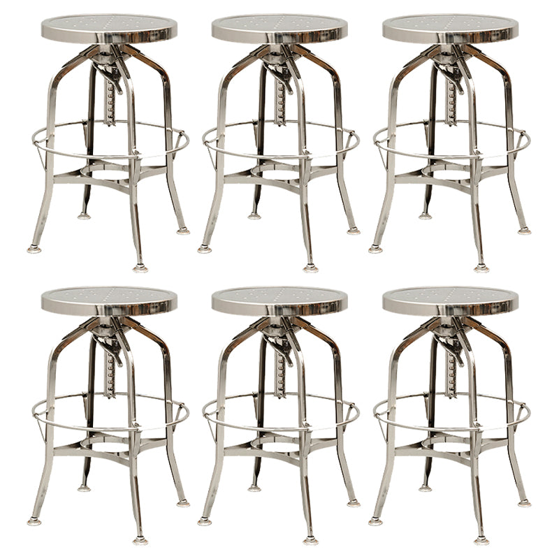 Industrial Metal Bar Stools Swivel Adjustable Height Bar Stool with Footrest
