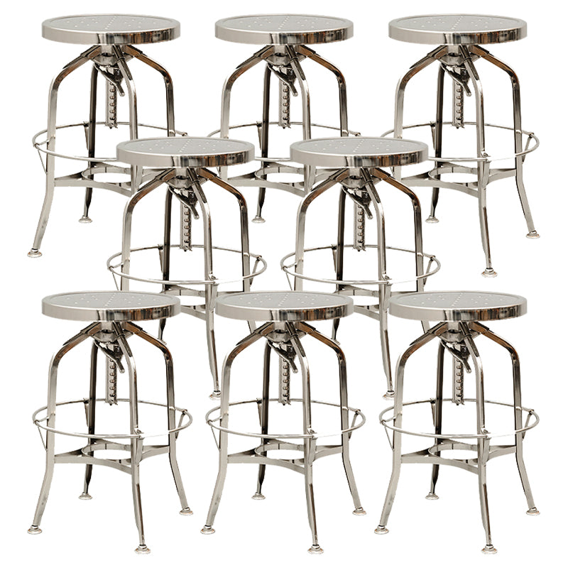 Industrial Metal Bar Stools Swivel Adjustable Height Bar Stool with Footrest