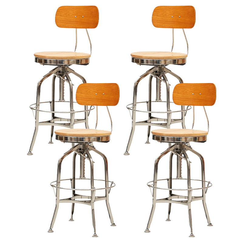 Industrial Metal Bar Stools Swivel Adjustable Height Bar Stool with Footrest