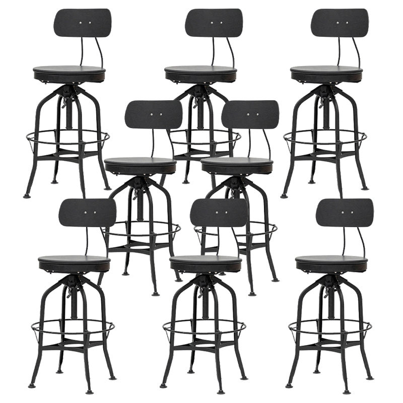 Industrial Metal Bar Stools Swivel Adjustable Height Bar Stool with Footrest