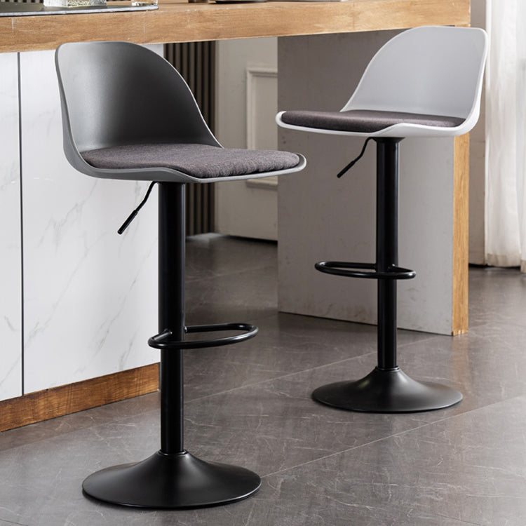 Industrial Fabric Bar Stools Swivel Adjustable Height Bar Stool with Footrest
