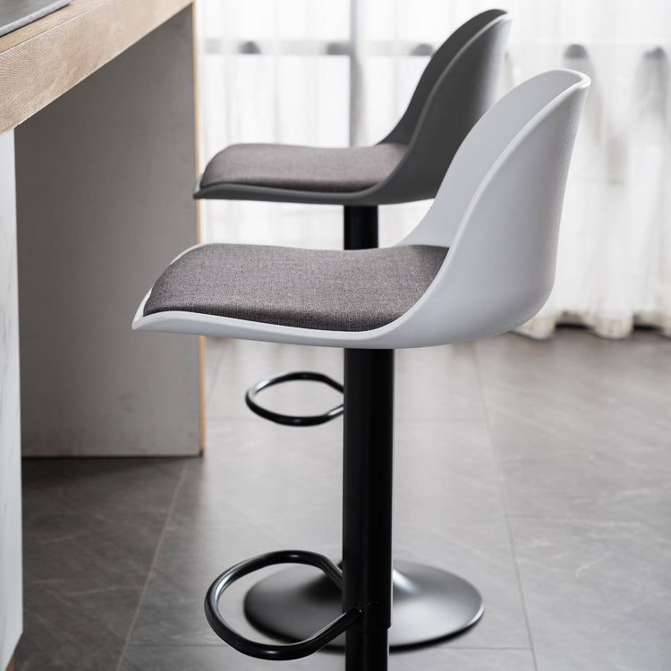 Industrial Fabric Bar Stools Swivel Adjustable Height Bar Stool with Footrest