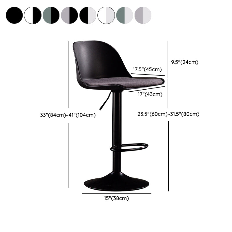 Industrial Fabric Bar Stools Swivel Adjustable Height Bar Stool with Footrest
