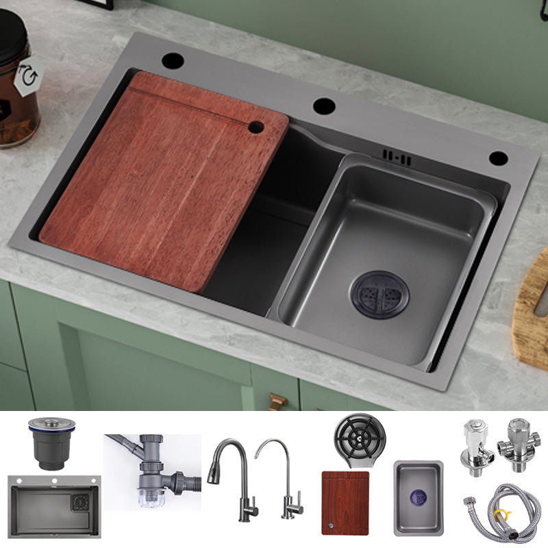 Modern Kitchen Bar Sink Stainless Steel with Basket Strainer Workstation Ledge