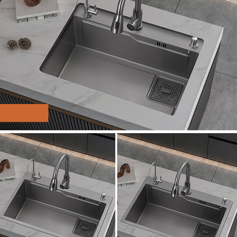 Modern Kitchen Bar Sink Stainless Steel with Basket Strainer Workstation Ledge