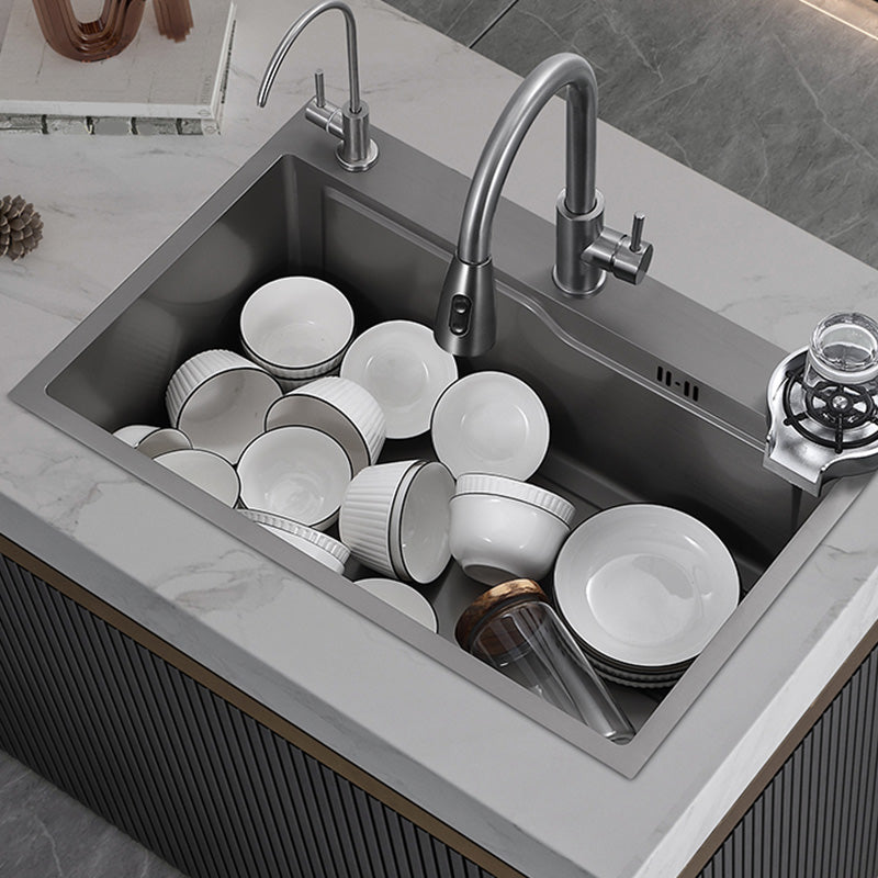 Modern Kitchen Bar Sink Stainless Steel with Basket Strainer Workstation Ledge