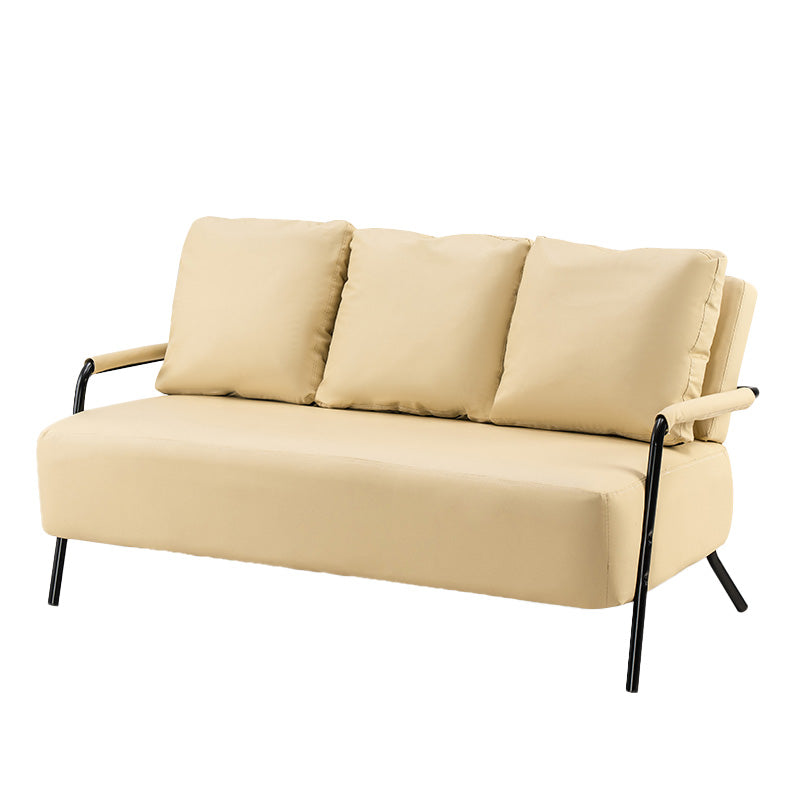 25.59" Wide Faux Leather Metal Frame Sofa 3 Seater Sofa for Living Room