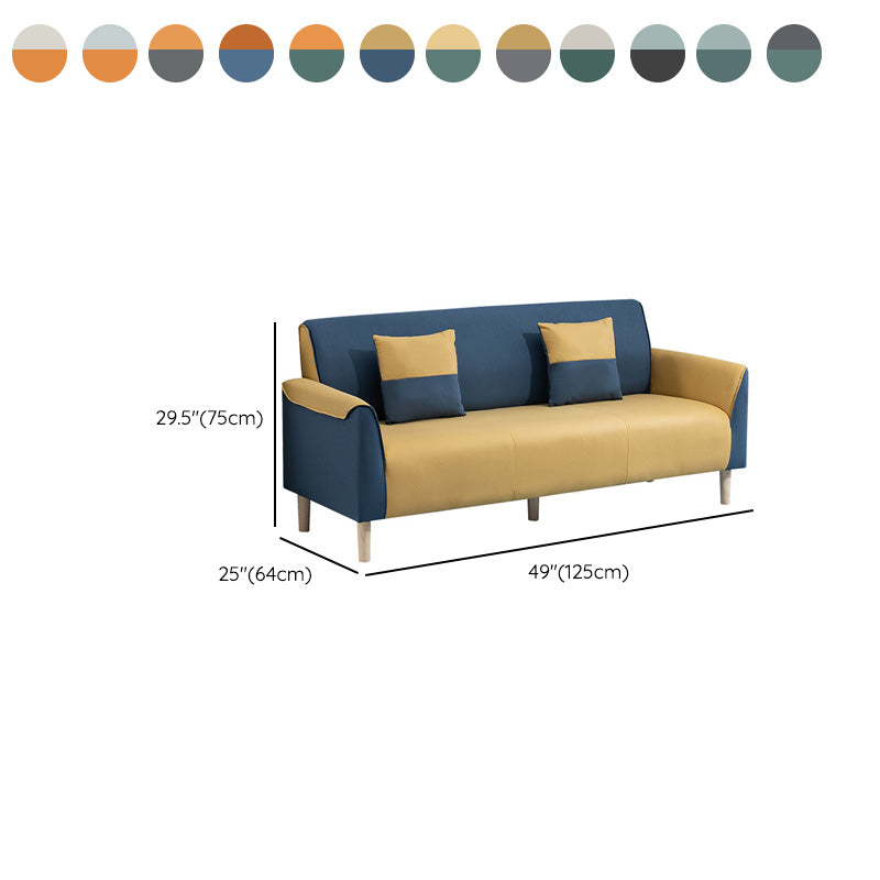 25.59" Wide Faux Leather Loveseat Scandinavian Flared Arm Sofa