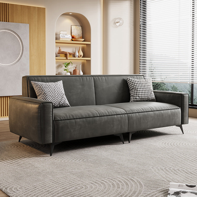 Contemporary Style 29.52" Wide Solid Color Sofa Square Arm Sofa