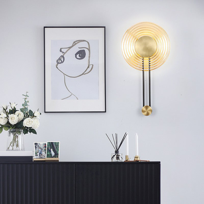 Single Modern Brass Wall Mounted Sconce LED Glass Wall Light for Living Room