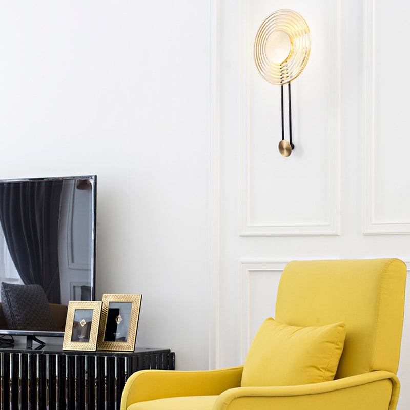 Single Modern Brass Wall Mounted Sconce LED Glass Wall Light for Living Room