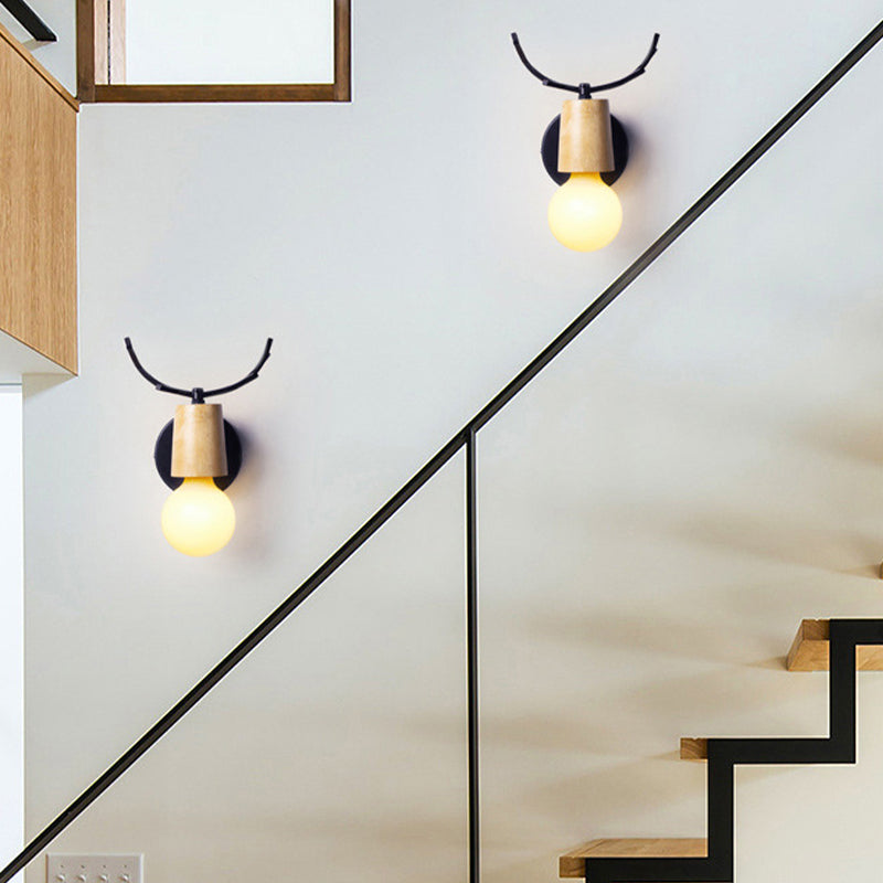 Unique Shape Wood Vanity Lamp Modern Style 1 Light Vanity Light Fixture