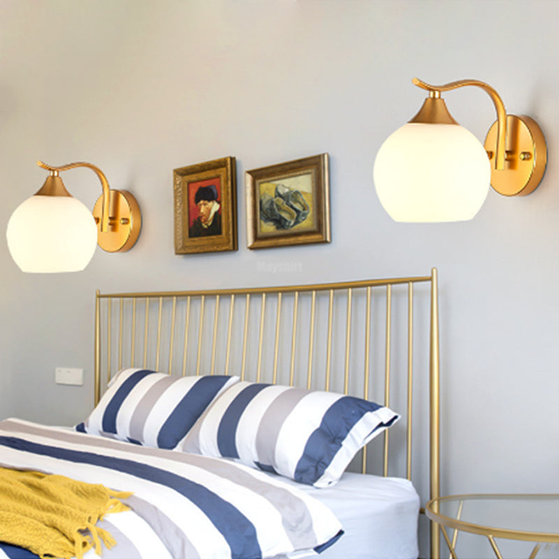 American Style Vanity Light Ball Shape Vanity Lamp with Glass Shade for Living Room